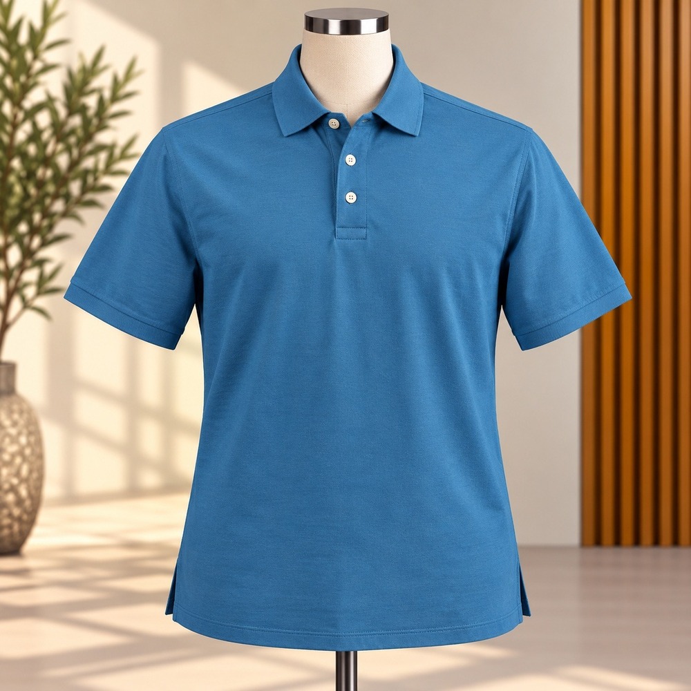 St. John's Bay Polo Shirt Mens M Blue Comfort Flex Classic Fit Short Sleeve